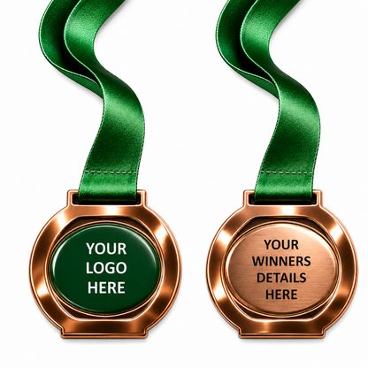 Round Cut Out insert Medal with Custom Centre and Ribbon - 70x60mm