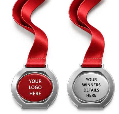 Round Cut Out insert Medal with Custom Centre and Ribbon - 70x60mm