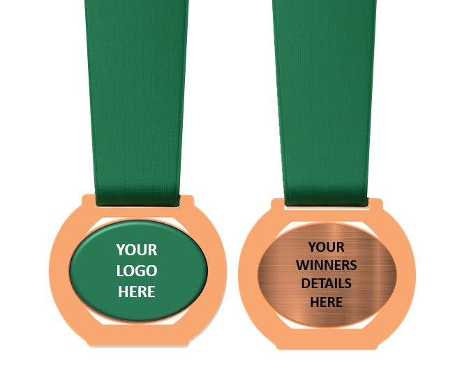 Round Cut Out insert Medal with Custom Centre and Ribbon - 70x60mm
