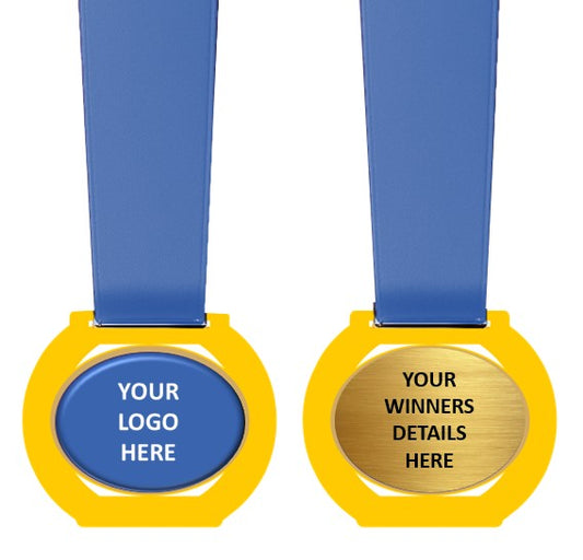 Round Cut Out insert Medal with Custom Centre and Ribbon - 70x60mm