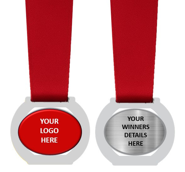 Round Cut Out insert Medal with Custom Centre and Ribbon - 70x60mm