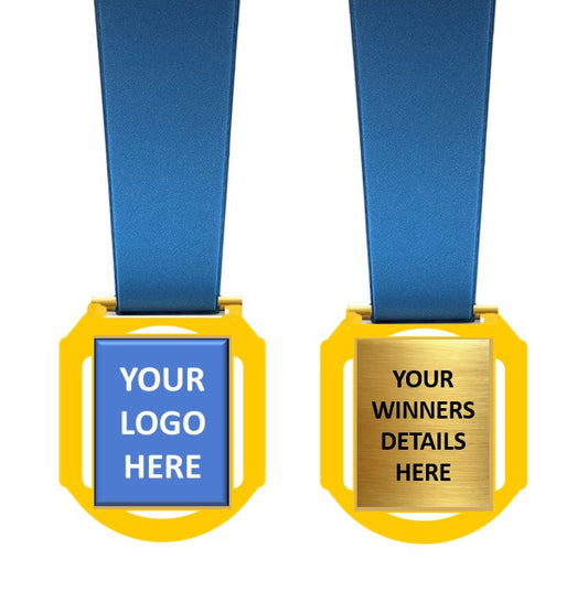 Retro Cut Out insert Medal with Custom Centre and Ribbon - 70x60mm