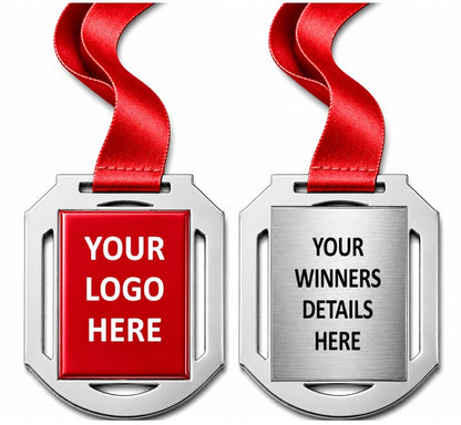 Retro Cut Out insert Medal with Custom Centre and Ribbon - 70x60mm