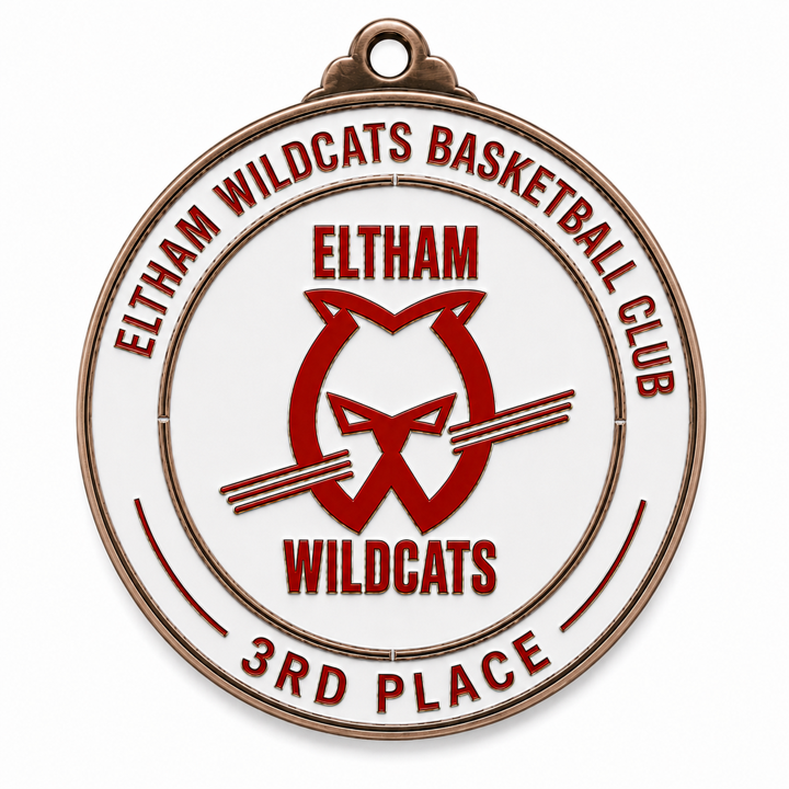 Large Round Medal with White Enamel - 65mm