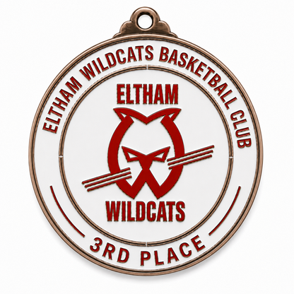 Large Round Medal with White Enamel - 65mm