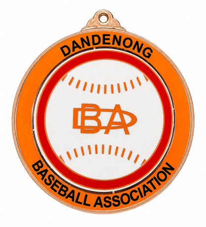 Large Round Medal with White Enamel - 65mm