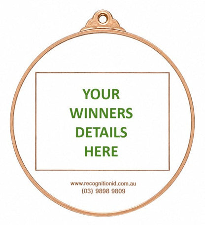 Large Round Medal with White Enamel - 65mm