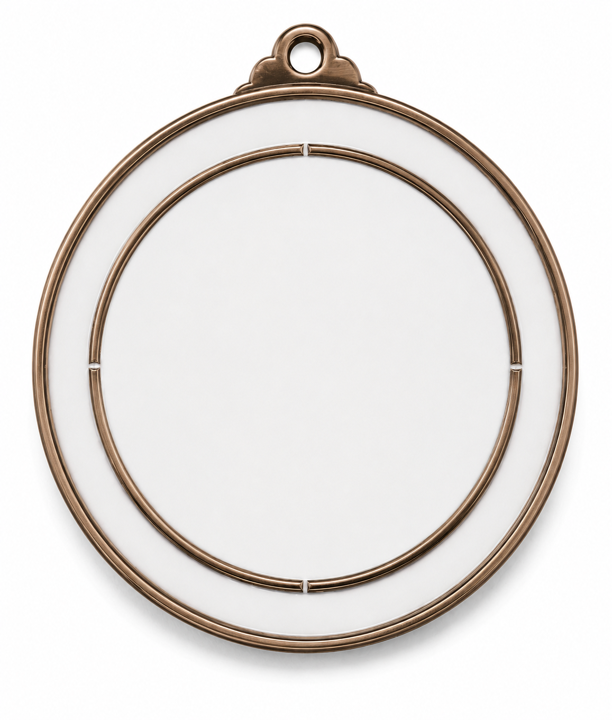 Large Round Medal with White Enamel - 65mm