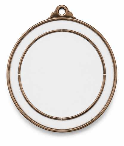 Large Round Medal with White Enamel - 65mm