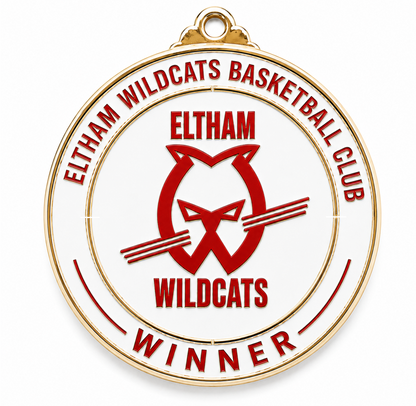 Large Round Medal with White Enamel - 65mm