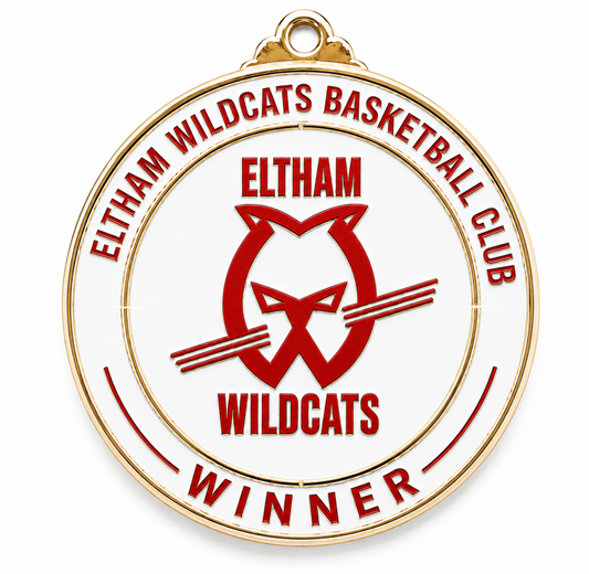 Large Round Medal with White Enamel - 65mm