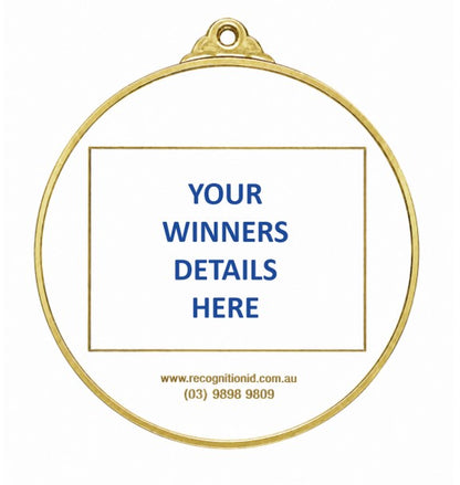 Large Round Medal with White Enamel - 65mm