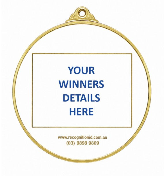 Large Round Medal with White Enamel - 65mm