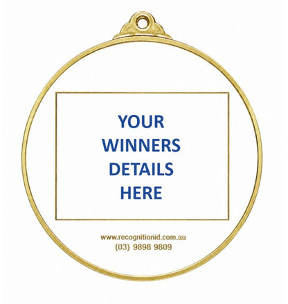 Large Round Medal with White Enamel - 65mm