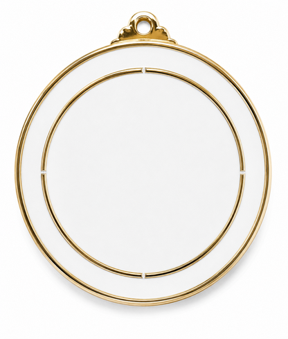 Large Round Medal with White Enamel - 65mm