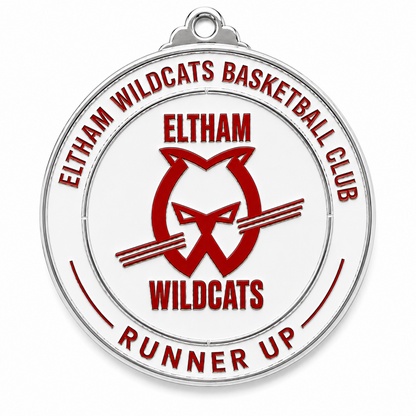 Large Round Medal with White Enamel - 65mm