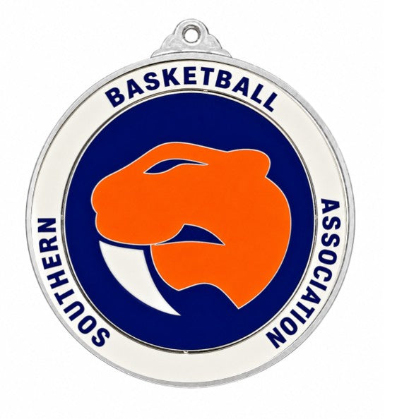 Large Round Medal with White Enamel - 65mm