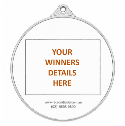 Large Round Medal with White Enamel - 65mm