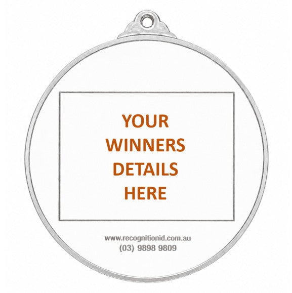 Large Round Medal with White Enamel - 65mm