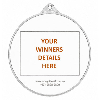 Large Round Medal with White Enamel - 65mm