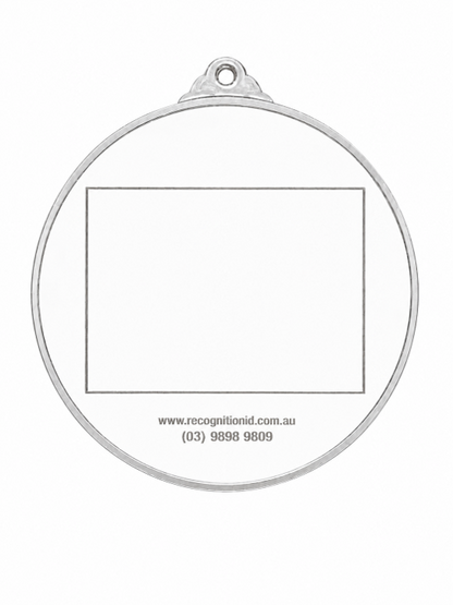 Large Round Medal with White Enamel - 65mm