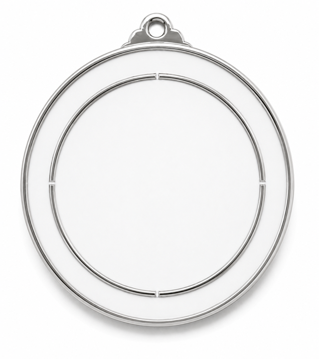 Large Round Medal with White Enamel - 65mm