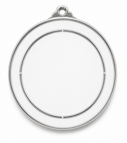Large Round Medal with White Enamel - 65mm