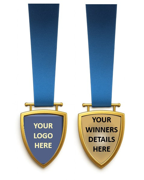 Shield Medal with Custom Centre and Ribbon - 50x63mm