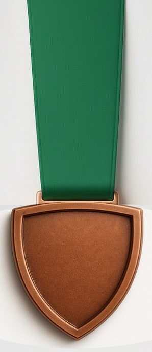 Large Shield Medal with Custom Centre and Ribbon - 75x65mm