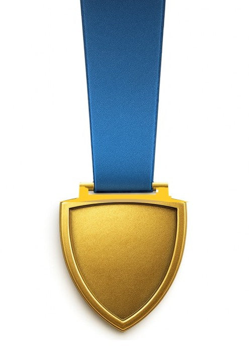 Large Shield Medal with Custom Centre and Ribbon - 75x65mm