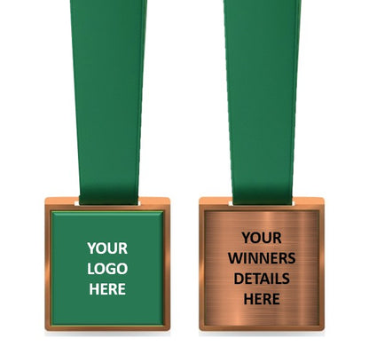 Square Medal with Custom Centre and Ribbon - 50mmx55mm