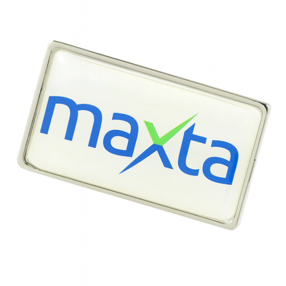 Medium rectangle metal lapel pins with doming