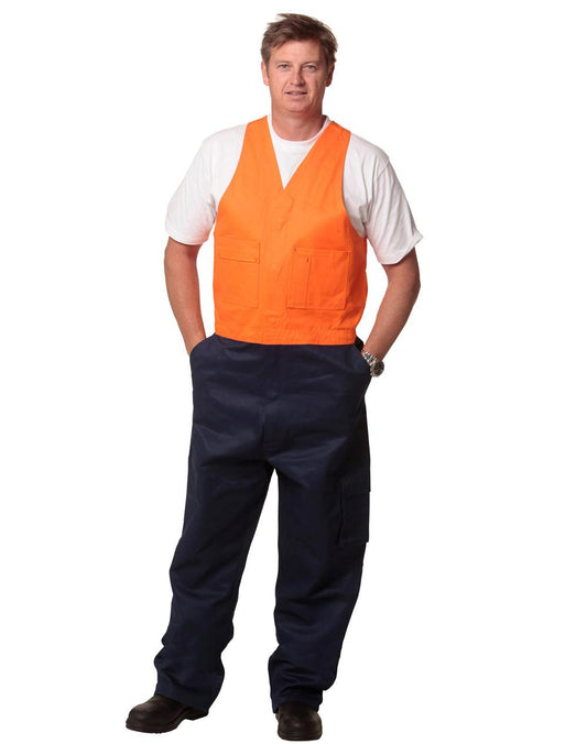 [SW202] Hi-His Two Tone Men's Cotton Drill Action Back Overall-Stout