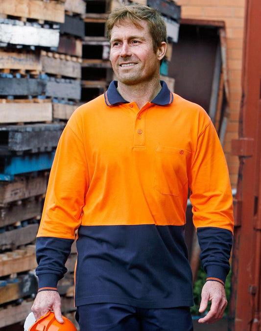 [SW36] Hi-Vis Cotton Two Tone L/S Safety Polo