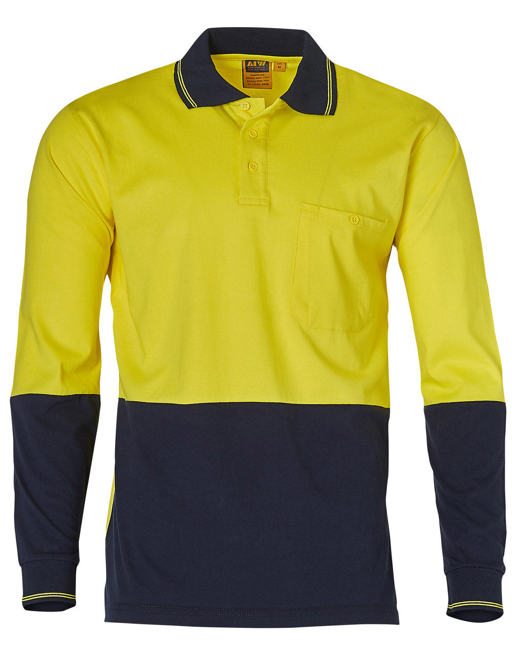 [SW36] Hi-Vis Cotton Two Tone L/S Safety Polo