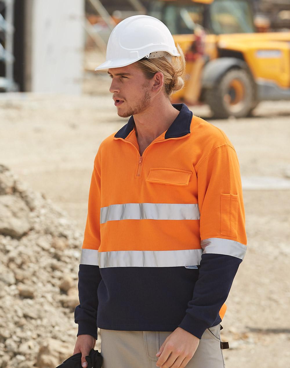 [SW48] Hi-Vis Two Tone Cotton Fleecy Sweat With 3M tapes