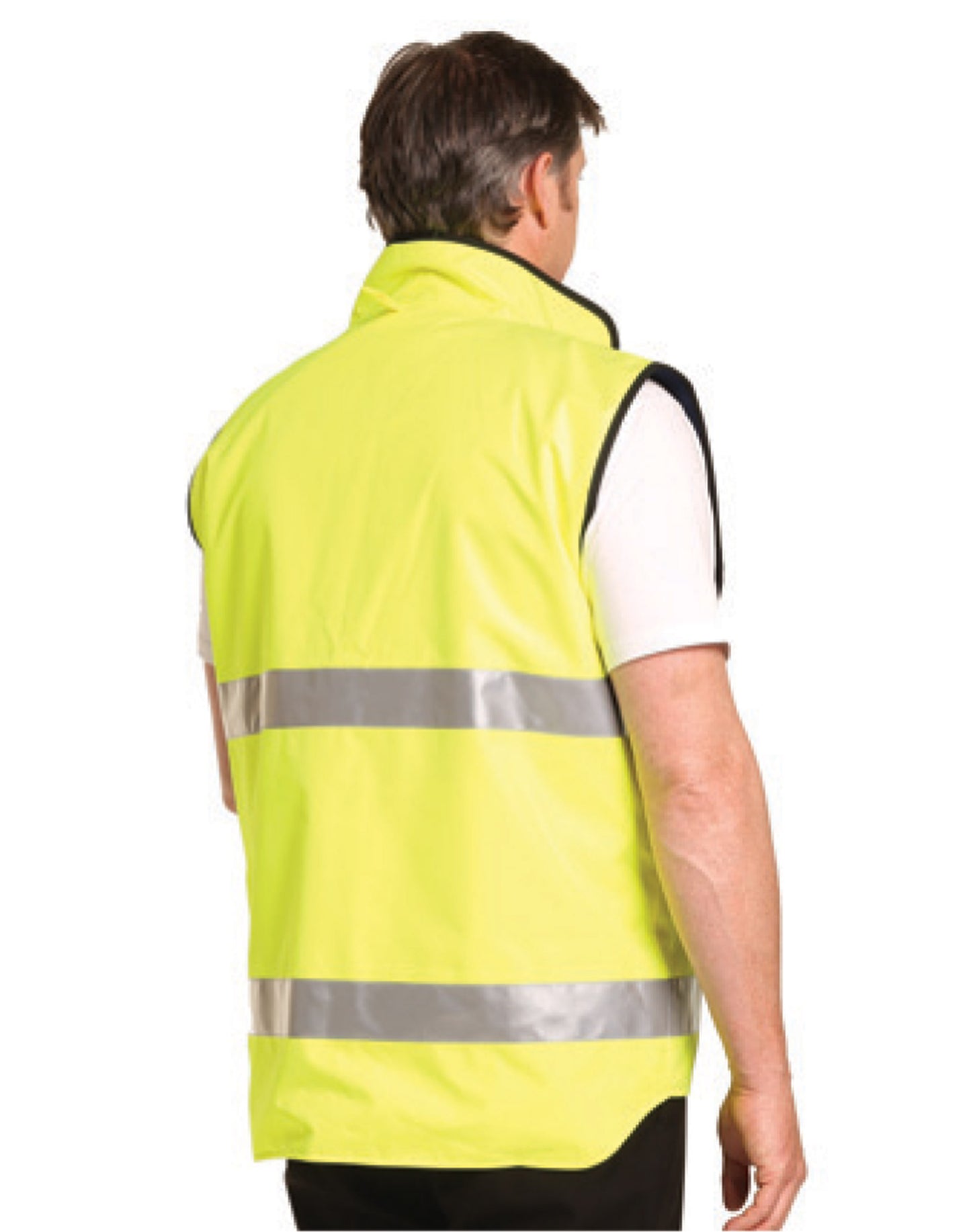 [SW49] Hi-Vis Reversible Mandarine Collar Safety Vest With 3M Tapes