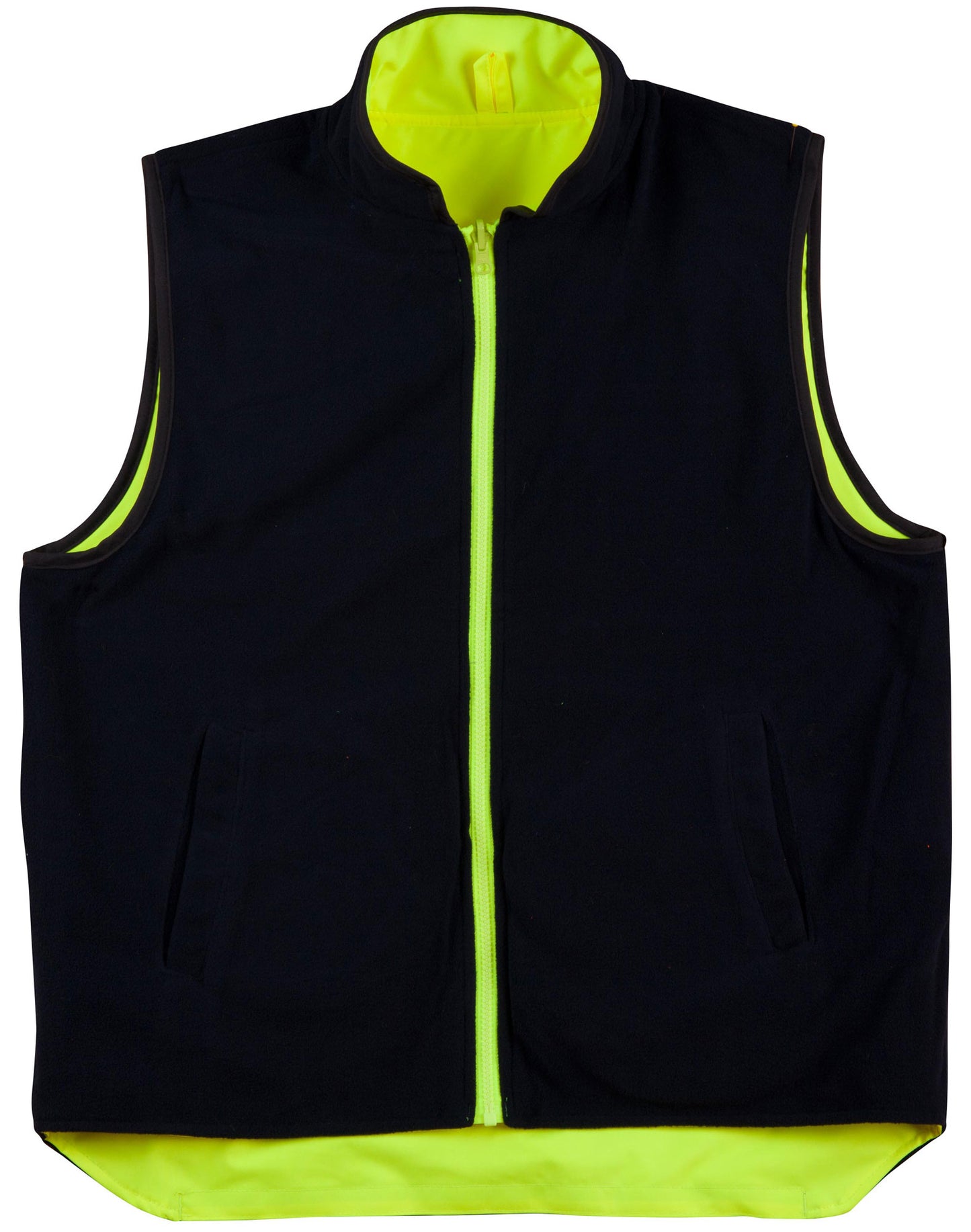 [SW49] Hi-Vis Reversible Mandarine Collar Safety Vest With 3M Tapes