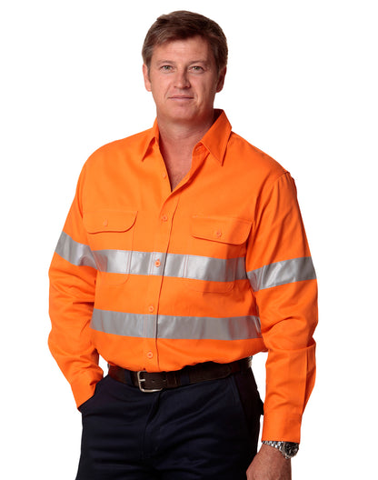 [SW52] Men's Hi-Vis L/S Drill Shirt With 3M Tapes