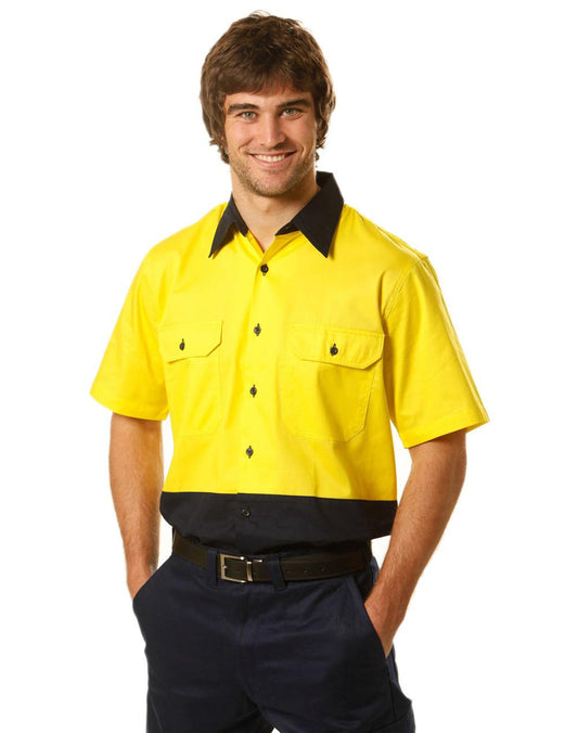 [SW57] Hi-Vis two tone S/S cotton work shirt