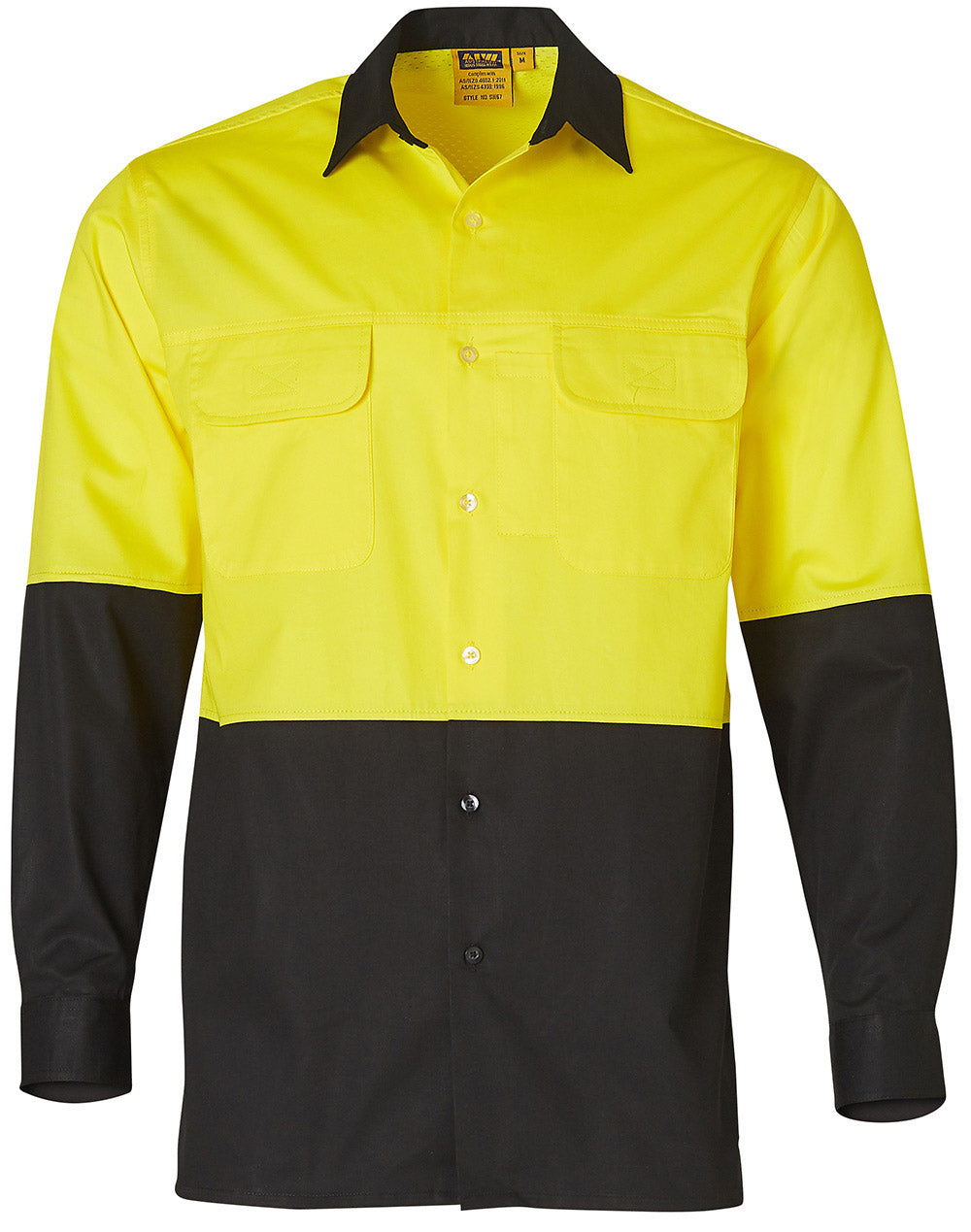 [SW67] Men's Two Tone Cool Breeze L/S Cotton Safety Shirt
