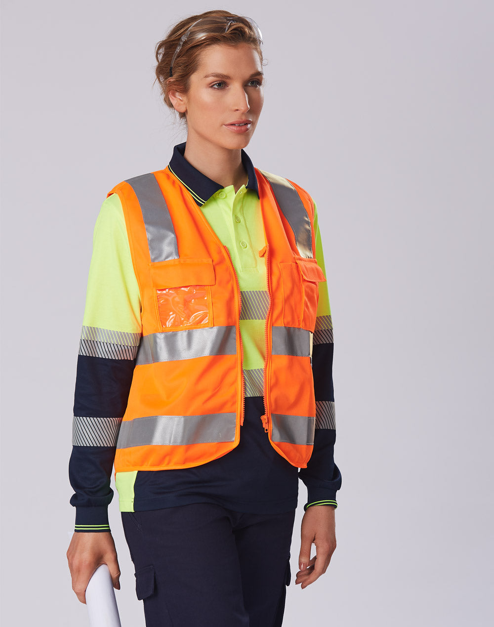 [SW42] Hi-Vis Safety Vest with ID Pocket & R/F Tapes
