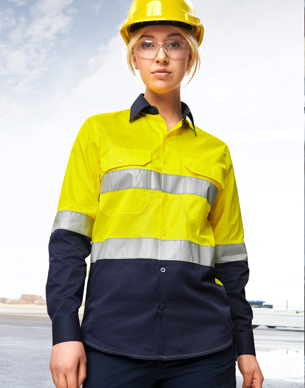[SW82] Hi-Vis Cool-Breeze Safety L/S Shirt (Generic Tape)