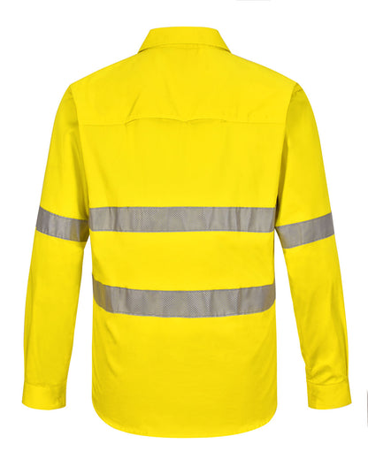 [SW87] Hi Vis Cool-Breeze Closed Front L/S Shirt (Perforated Tape)
