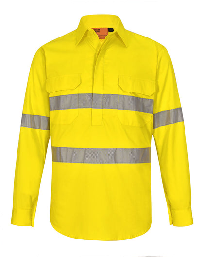 [SW87] Hi Vis Cool-Breeze Closed Front L/S Shirt (Perforated Tape)