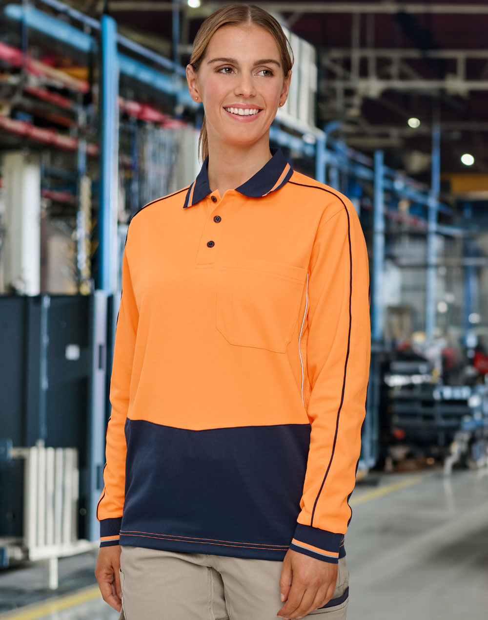 [SW90] Hi-Vis Sustainable Cool-Breeze Truedry Safety L/S Polo