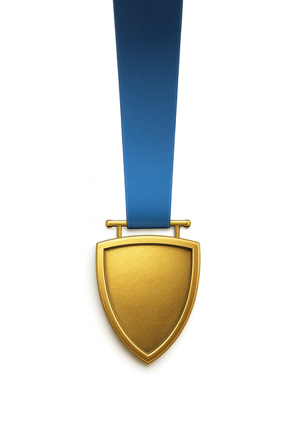 Shield Medal with Custom Centre and Ribbon - 50x63mm