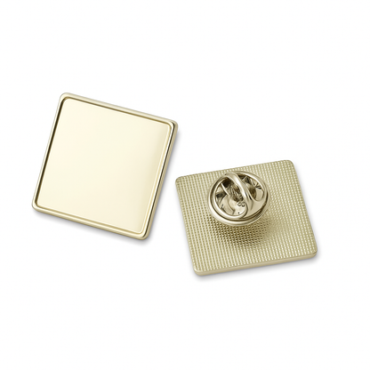 Square metal lapel pins with doming