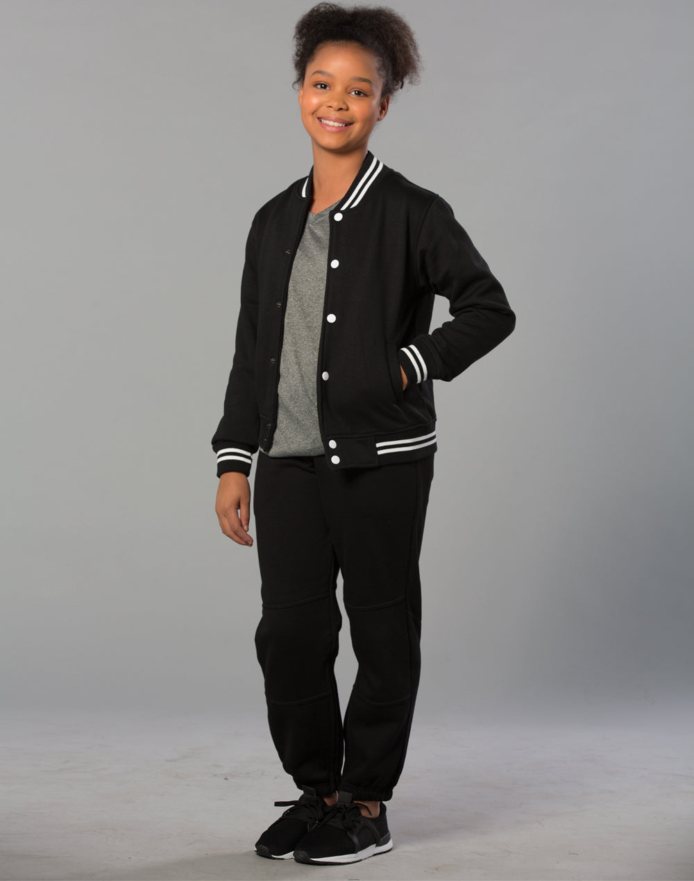 [TP01K] Kid's fleecy trackpants with Zip, Cuffs and knee padding