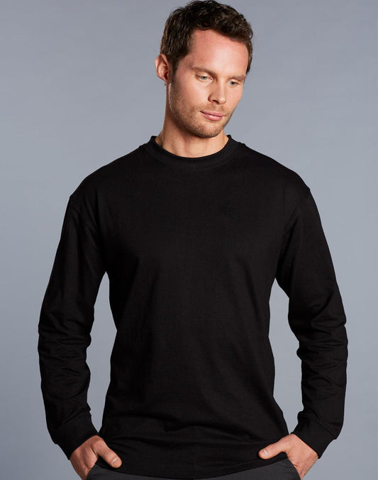 [TS02] mens cotton crew neck L/S tee